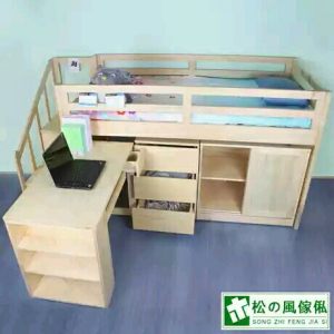 儿童床半高床实木床松木床儿童家具半高组合床梯柜床组合家具